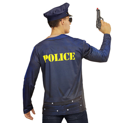 Chemise de police bleue pour hommes