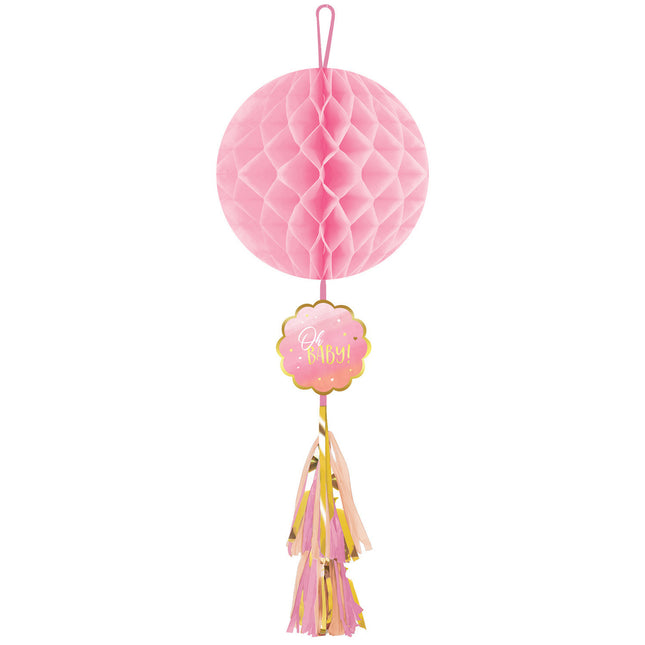 Décoration suspendue Nid d'abeille pour bébé fille 75cm