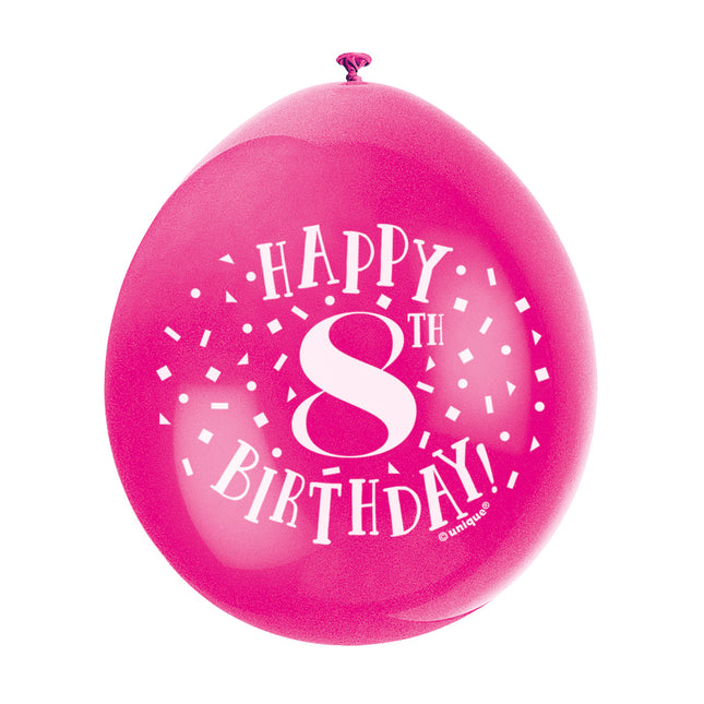 Ballons Happy Birthday 8 Years 28cm 10pcs