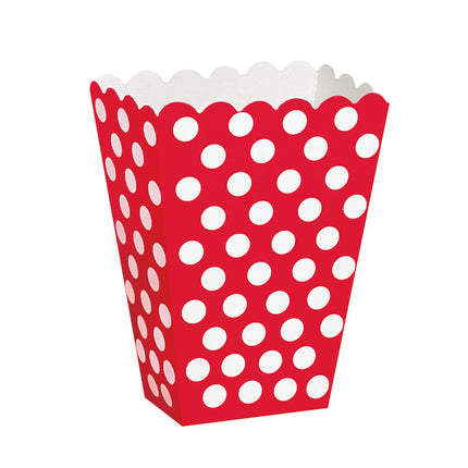 Bols à pop-corn rouges à pois blancs 13.7cm 8pcs