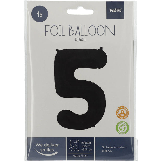 Ballon de baudruche Figure 5 Noir mat XL 86cm vide