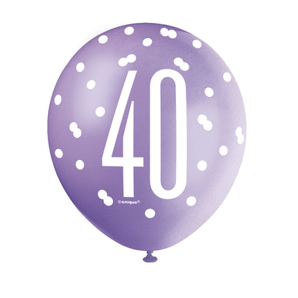 Ballons 40 Years Dots 30cm 6pcs