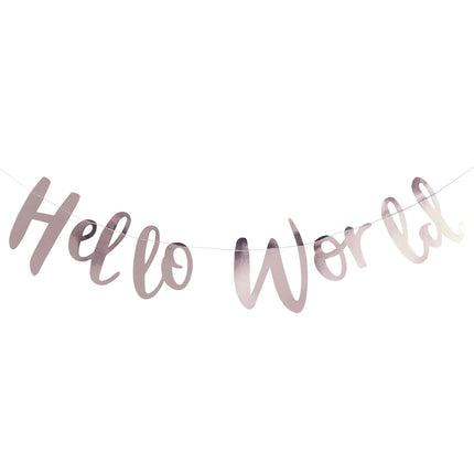 Guirlande de lettres or rose Hello World 1.5m