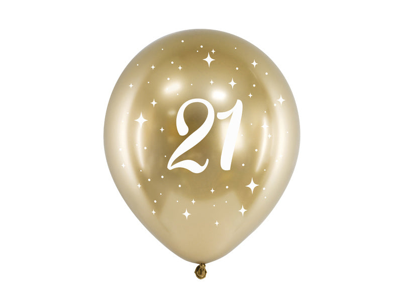 Ballons 21 ans or 30cm 6pcs