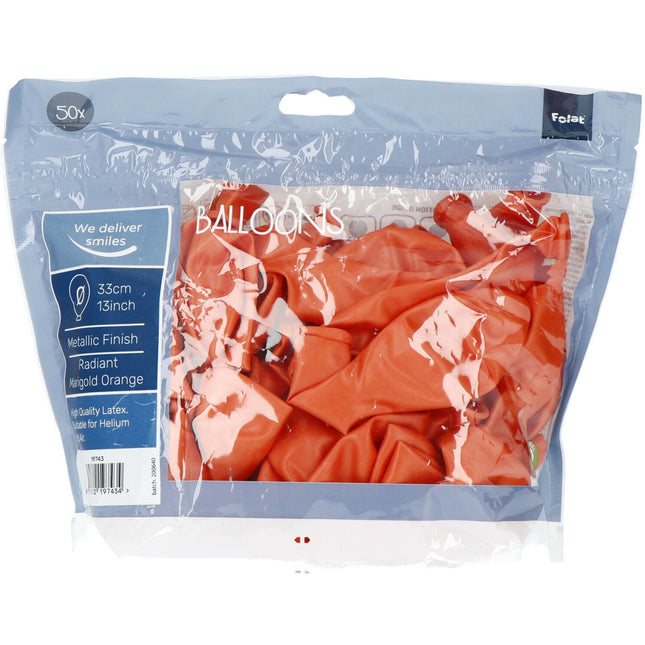 Ballons de baudruche orange métallisés 33cm 50pcs