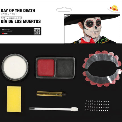 Set de maquillage Day Of The Dead Noir Rouge 8 pièces