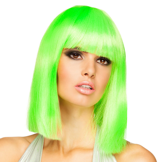 Bob Wig Long Lime Green