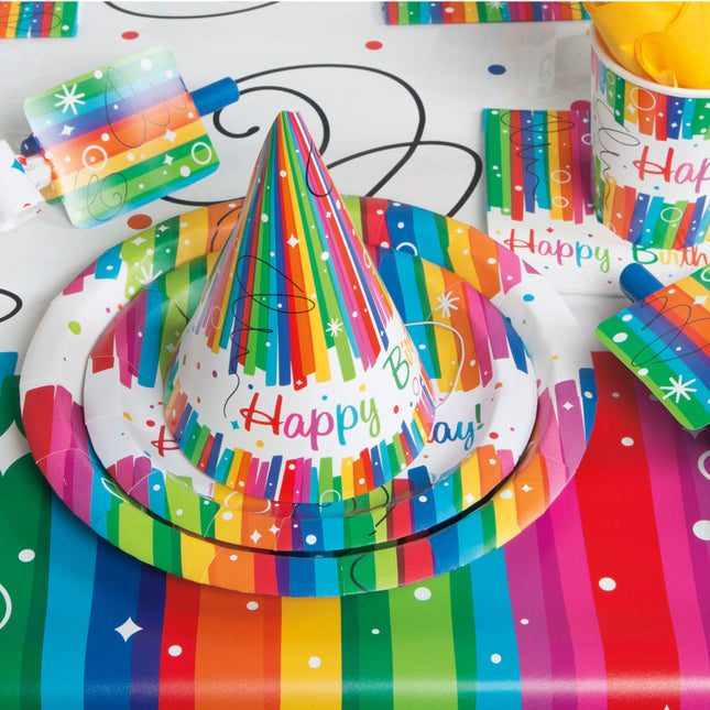 Assiettes d'anniversaire Happy Birthday Rainbow 23cm 8pcs