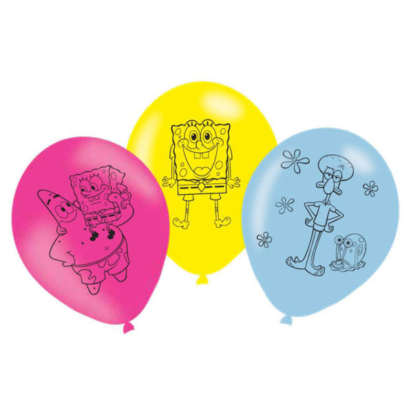 Ballons Bob l'éponge 27.5cm 6pcs