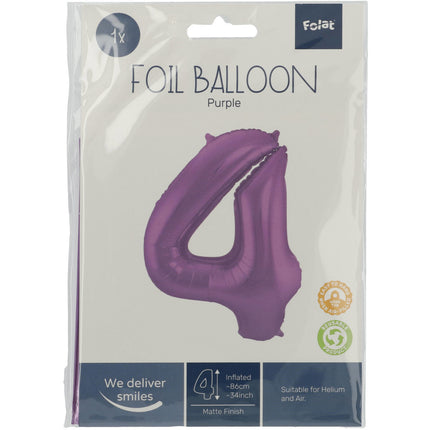 Ballon de baudruche Figure 4 Matt Purple XL 86cm vide