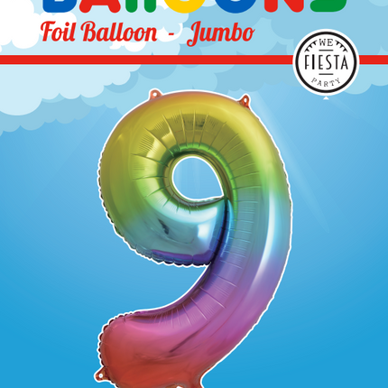 Ballon de baudruche Figure 9 Arc-en-ciel XL 86cm vide