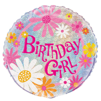 Ballon à l'hélium Anniversaire fille 45cm vide