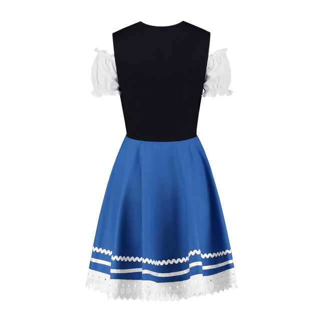 Robe Dirndl Oktoberfest Bleu Blanc Dames 2 Pièces