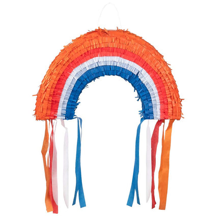 Pinata arc-en-ciel Orange Rouge Blanc Bleu 45cm