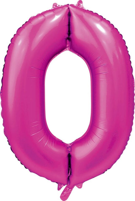 Ballon numéro Fuchsia 0 Année Gloss 86cm