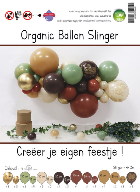 Kit de ballons de baudruche DIY Bio Happy Birthday Naturel