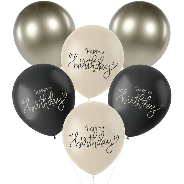 Bon anniversaire Ballons noirs 33cm 6pcs