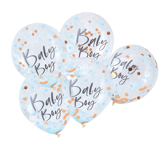 Ballons confettis bleus Baby Boy 30cm 5pcs