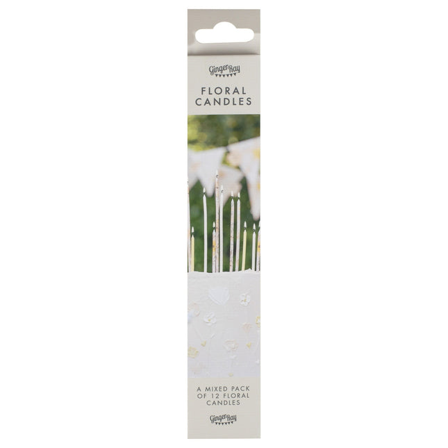 Bougies de fleurs colorées 12pcs