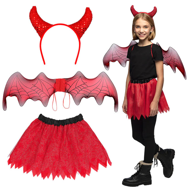 Ensemble d'accessoires d'Halloween Fille Diable 3 pièces