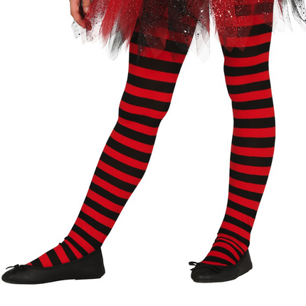 Collant d'Halloween Enfant Noir Rouge Rayé 5/9 ans