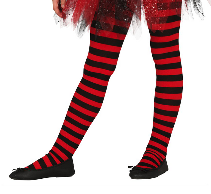 Collant d'Halloween Enfant Noir Rouge Rayé 5/9 ans