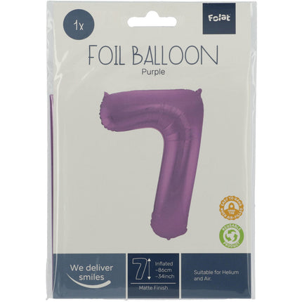 Ballon de baudruche Figure 7 Matt Purple XL 86cm vide