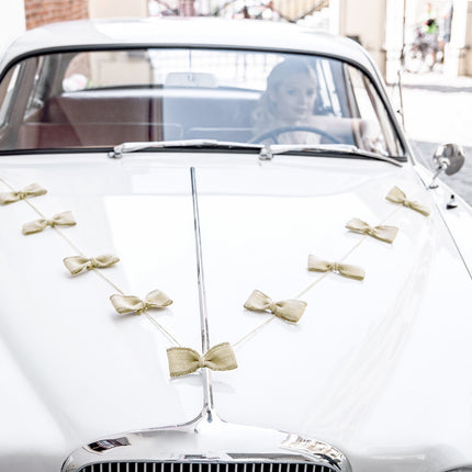 Ensemble de décoration de voiture - nœuds en toile de jute pour mariage