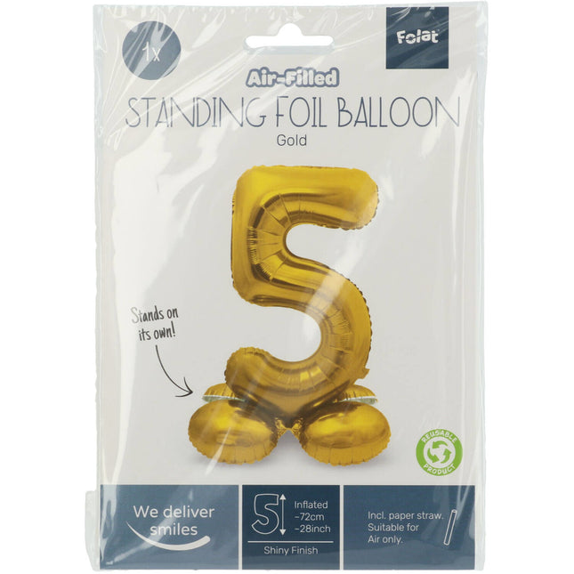 Ballon de baudruche Figure 5 or avec support 72cm