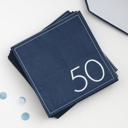 Serviettes de table bleues 50 ans 16.5cm 16pcs