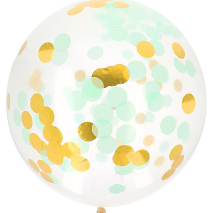 Ballon Confetti Bleu Or 61cm