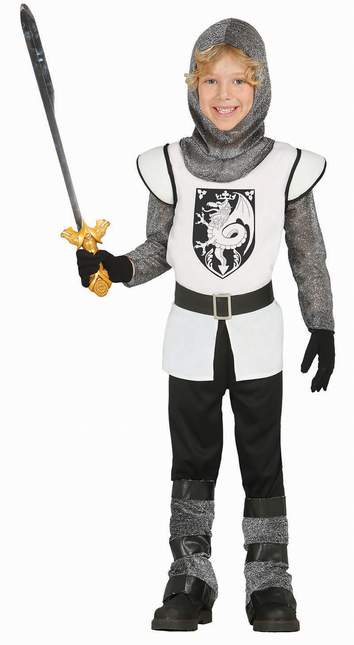 Costume de chevalier médiéval enfant argent