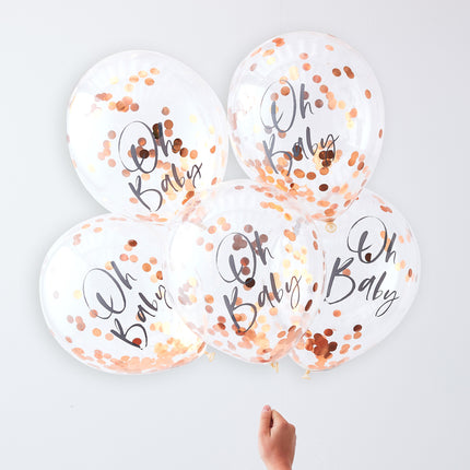 Ballons confettis or rose Oh Baby 30cm 5pcs