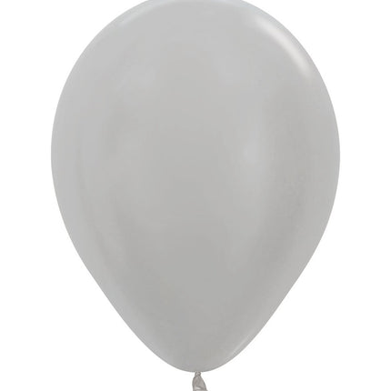 Ballons de baudruche argent perlé 25cm 100pcs