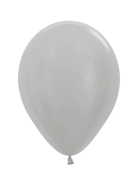 Ballons de baudruche argent perlé 25cm 100pcs