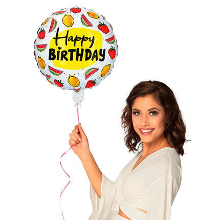 Happy Birthday Helium Balloon Fruit Double-Sided 45cm