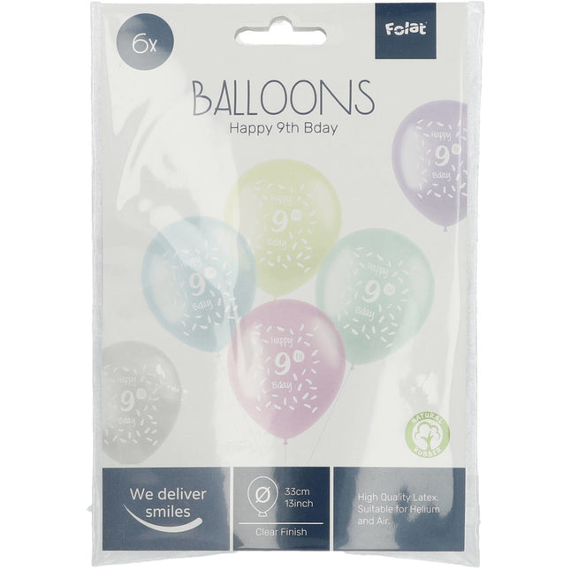 Ballons Happy 9Th Bday 33cm 6pcs