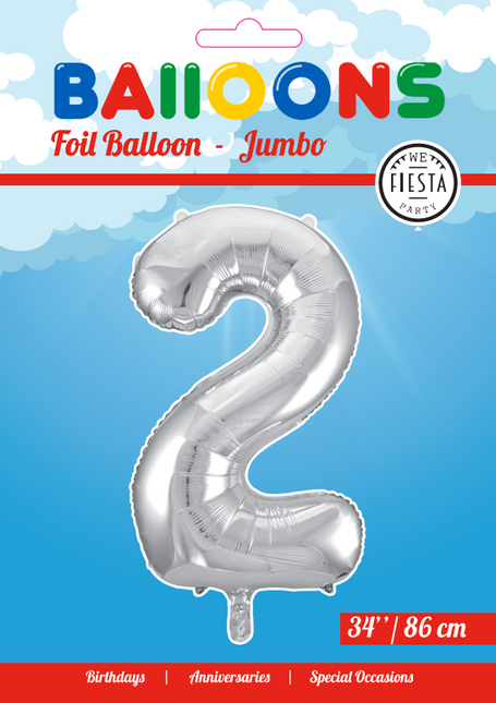 Ballon de baudruche Figure 2 Argent XL 86cm vide