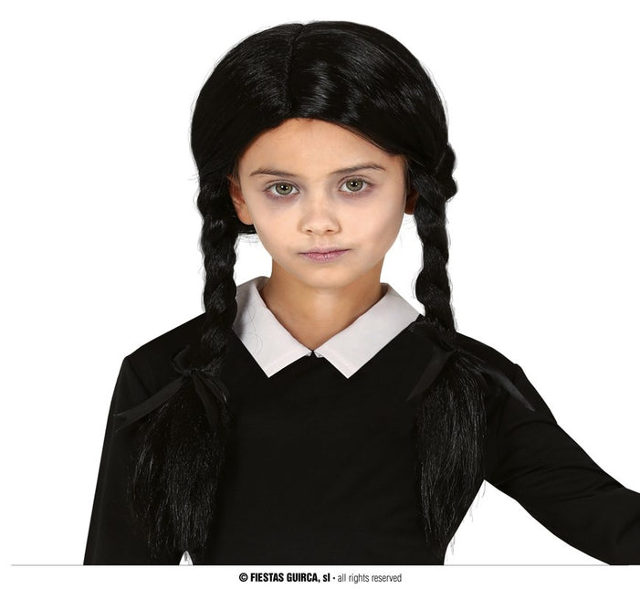 Perruque d'Halloween 2 tresses noires