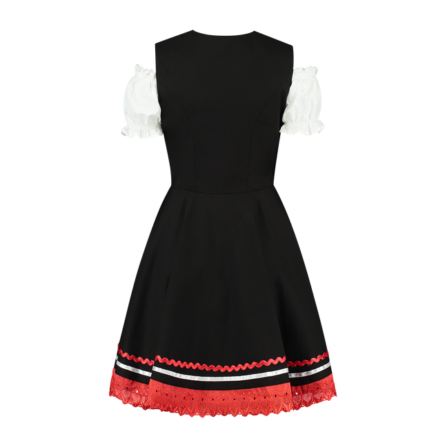 Oktoberfest Dirndl Dress Oktoberfest Black Red Ladies 2 Pieces