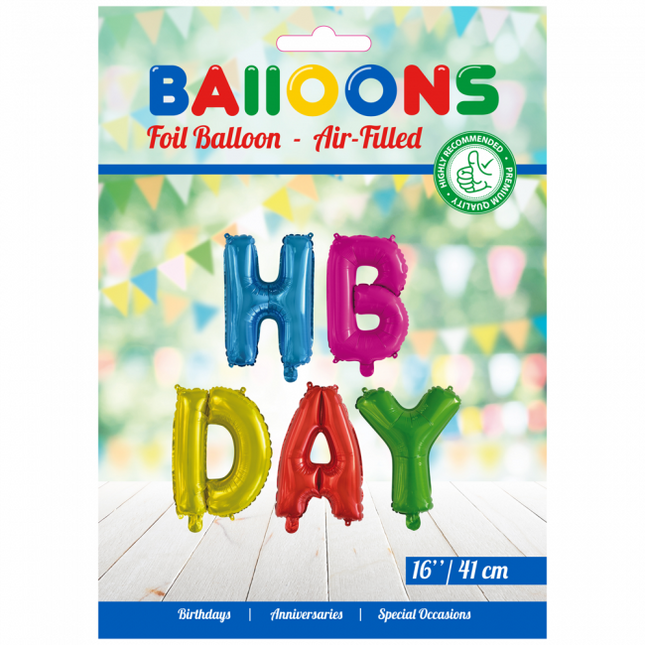 Ballons Lettre Set Hbday Coloured 41cm