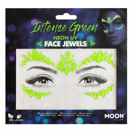 Moon Glow Neon UV Face Jewels Vert Intense