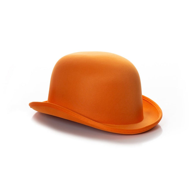 Chapeau melon orange en satin