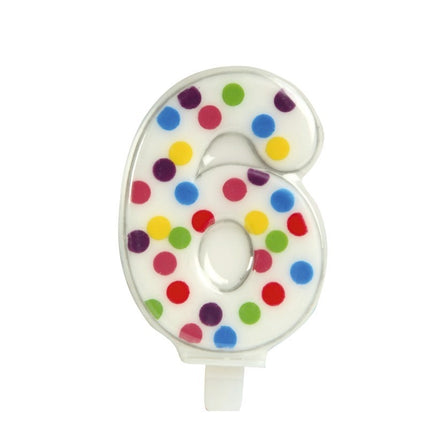 Bougie 6 ans Confetti 6.5cm