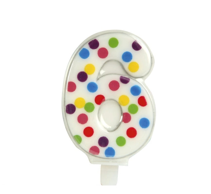 Bougie 6 ans Confetti 6.5cm