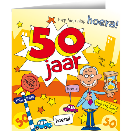 Carte d'anniversaire 50 Years Man Cartoon 16.5cm