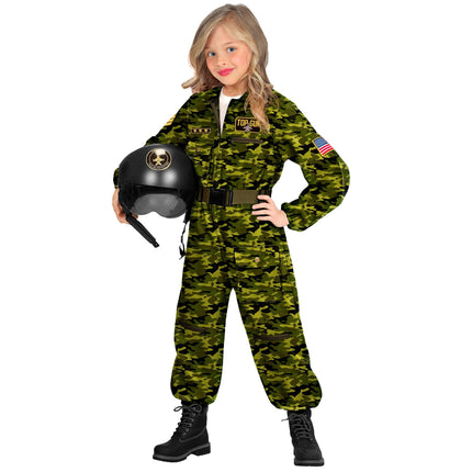 Costume de pilote Vert Enfant Jet Fighter