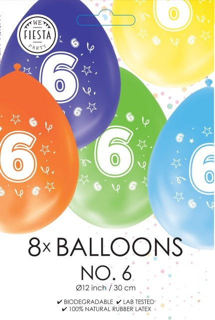 Ballons colorés 6 ans 30cm 8pcs