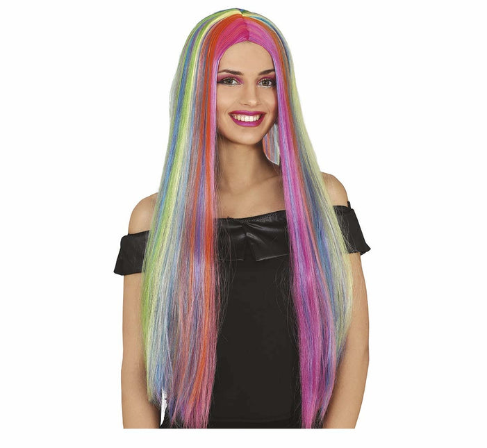 Perruque colorée cheveux longs