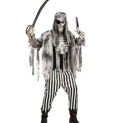 Costume d'Halloween Noir Blanc Homme Fantôme Pirate